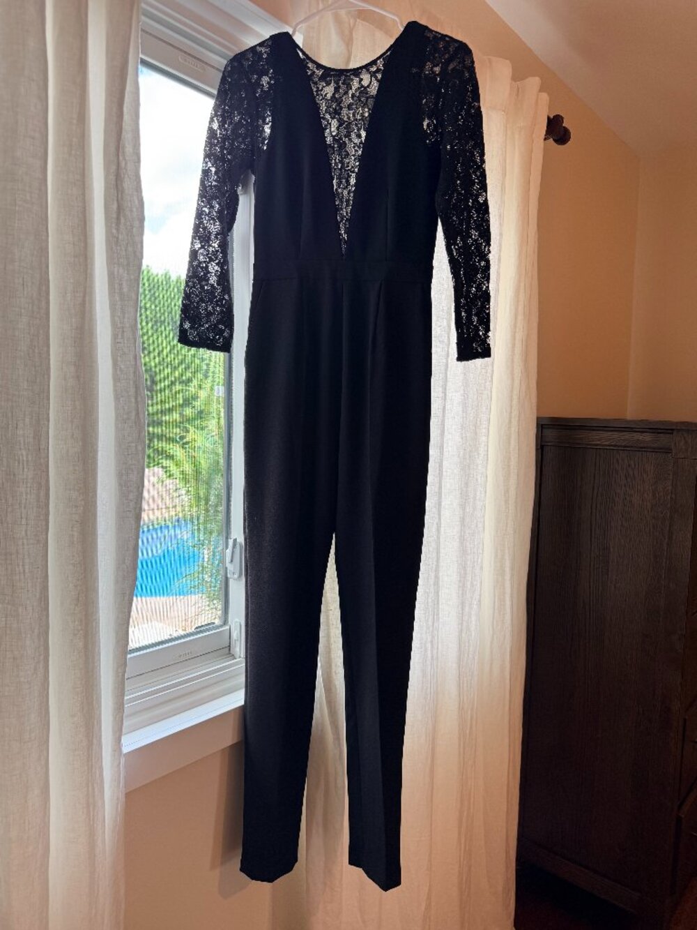 ASOS Black Lace Long Sleeve Jumpsuit US 0